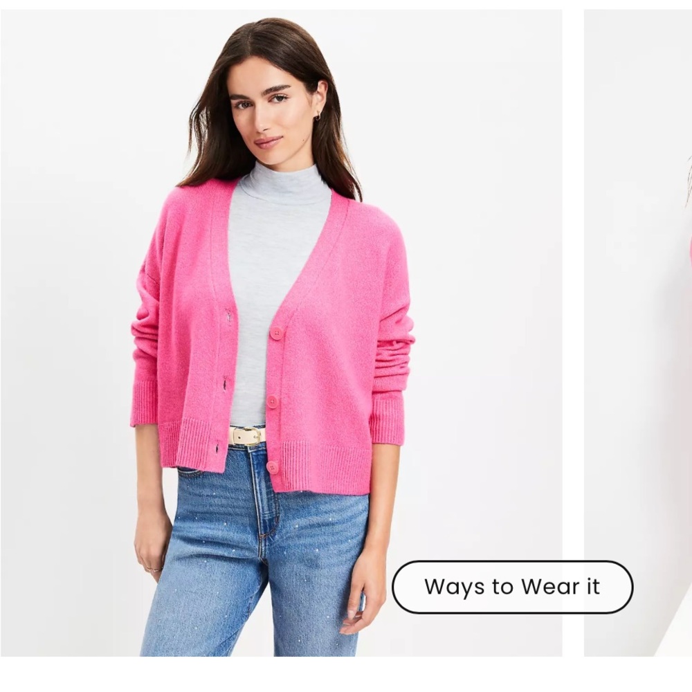 LOFT Pink Crew Neck Sweater Soft Knit
